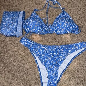 Blue Floral Bikini Set